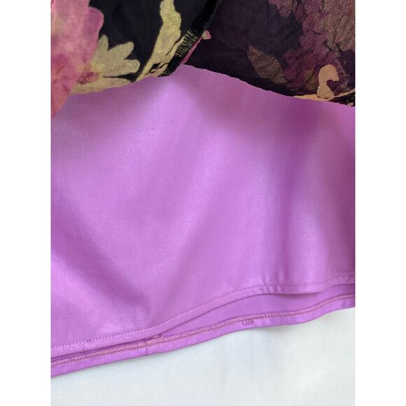 Cynthia Steffe Black Floral 100% Silk Summer Dressy Skirt - Size 6 - Picture 7 of 7